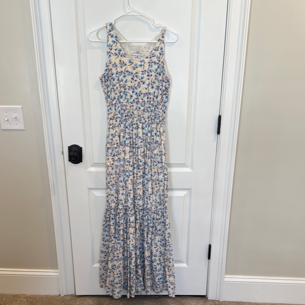 Floral Blue and White Maxi Dress